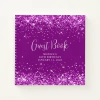 Glittery Purple 40th Birthday Guest Notebook