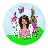 Purple Princess and Unicorn Ceramic Knob