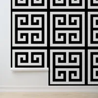 Huge Black and White Greek Key Wallpaper