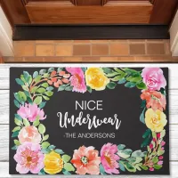 Nice Underwear Watercolor Floral Flowers Funny Doormat