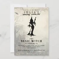 Basic Witch Modern Funny Halloween Birthday Party Invitation