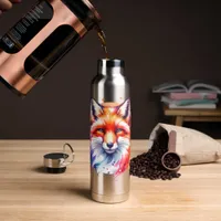 Watercolor Fox Illustration Water Bottle