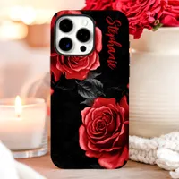 Red Roses Custom Name iPhone 16 Pro Case