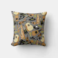 Mexican Fiesta Cartoon Music Pattern Throw Pillow