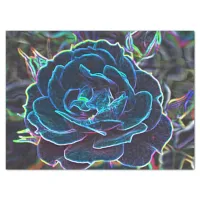 Swirly Blue Neon Rose Tissue Paper