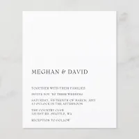 Budget Minimal Modern Black Wedding Invitation