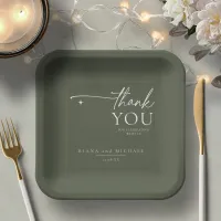 Simply Chic Wedding Thank You Moss Green ID1046 Paper Plates
