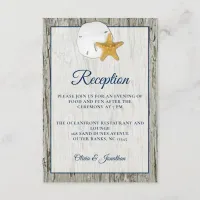 Sand Dollar Rustic Beach Wood Wedding Reception En Enclosure Card