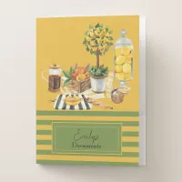 Lemon Fruit Retro Sage Yellow Documents  Pocket Folder