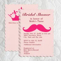 Pink Mustache and Tiara Bridal Shower Invitation