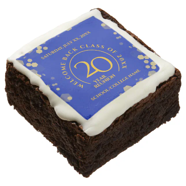 Blue & Gold School College Class Reunion Brownie