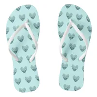 Charming heart pattern in mint green  flip flops