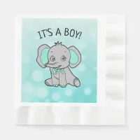 Teal and Gray Elephant Themed Baby Shower Napkins