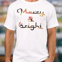 Retro Cool Typography Merry & Bright Christmas T-Shirt