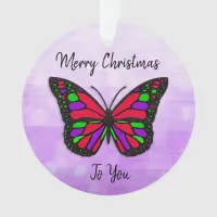 Merry Christmas Holiday Butterfly Holiday Keepsake Ornament