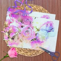 Artistic Pastel Watercolor Floral Spring Bouquet Tissue Paper