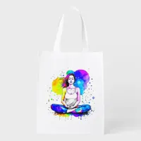 Beautiful Watercolor Woman Abstract Grocery Bag