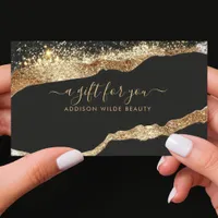 Stunning Black Gold Glitter Script Salon Gift Card