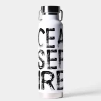 CEASE FIRE Stark Block Letters Water Bottle