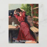 Vintage Valentines Couple Kissing Card