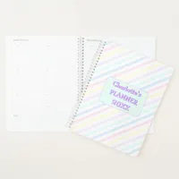 Diagonal Candy Stripes Pastel Rainbow Colors Year  Planner