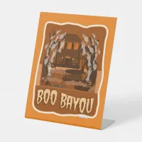 Boo Bayou Haunted Scary Halloween Cartoon Pedestal Sign