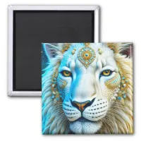 Majestic White and Gold Lion   Magnet