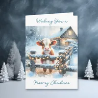 Cute Festive Cow Card Personalized Christmas