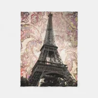 Floral Eiffel Tower Fleece Blanket