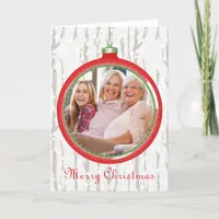 Personalized Photo Vintage Christmas Bulb Folded Holiday Card