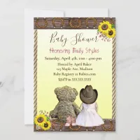 Lil' Cowgirl and Teddy Bear | Baby Shower Invitation