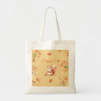 Happy Fall Squirrel in Leaves Tote Bag