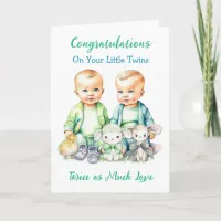 Cute Twin Boys Congratulations New Parents Card