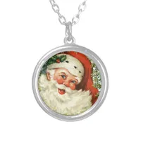 Vintage Santa Silver Plated Necklace