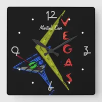 Las Vegas Mancave personalized Neon Sign Square Wall Clock