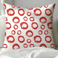 Modern Red Circle Pattern Throw Pillow