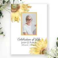 Yellow Sunflowers Watercolor Celebration of Life Invitation