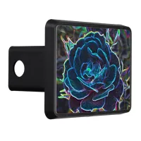 Swirly Blue Neon Rose Hitch Cover