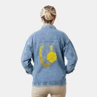 Glitter Gold Yellow Floral Monogram U Womens Denim Jacket