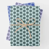Minimalistic Small Six-Pointed Stars Geometric Wrapping Paper Sheets