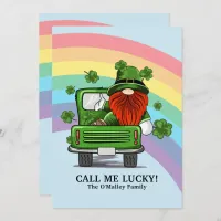 Call Me Lucky Irish Gnome St Patricks Day Holiday Card