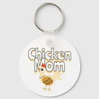 Funny Chicken Mom Personalized Keychain