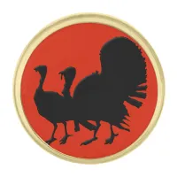 Silhouette of Turkeys Gold Finish Lapel Pin