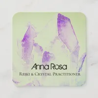 *~* Energy Crystal Healing Yoga  Reiki Master Square Business Card