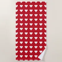 Love Red Hearts Pattern Valentine Beach Towel