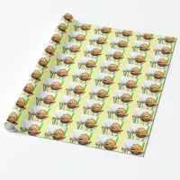 Funny Cartoon Basketball in a Hoop Wrapping Paper