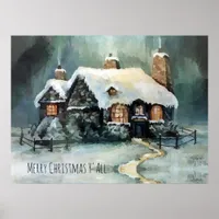 Merry Christmas Y'All Marvelous Winter Night   Poster