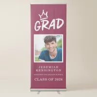 Bold Burgundy Trendy Graduation Photo Retractable Banner