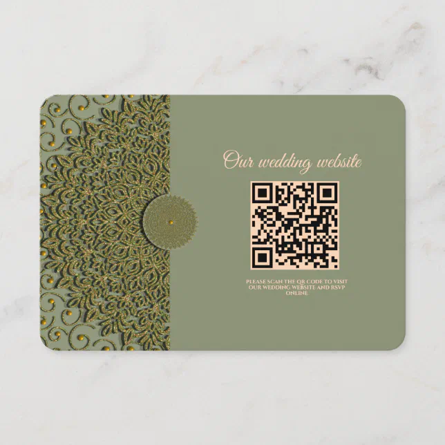 Elegant Modern Sage green & gold classic mandala Enclosure Card