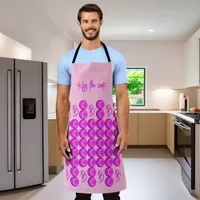 Pink retro pattern in trendy style with monogram apron